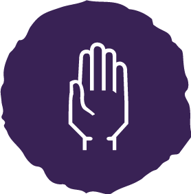 Icon of a hand being held up