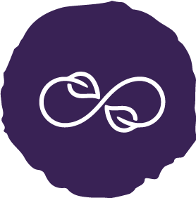 Icon of infinity sign with leaves to represent sustainability