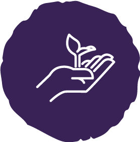 Icon of a hand holding a plant